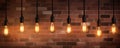 Antique light bulbs on brick background Royalty Free Stock Photo