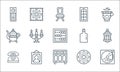 antique line icons. linear set. quality vector line set such as record player, cupboard, telephone, embroidery, picture frame,