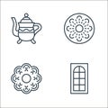 antique line icons. linear set. quality vector line set such as window, decorative textile, embroidery