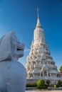 Antique lion sculpture in front of the Wat Benchamabophit temple, Bangkok , Thailand