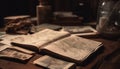 Antique literature on old table history, wisdom, and exploration generated by AI