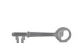 Antique long metal wardrobe key with two bits Royalty Free Stock Photo