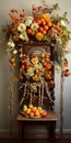 Yom Kippur Decoration: Musical Instrument With Pumpkin And Flower Decor