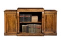Antique low wooden mahogany bookcase cupboard Royalty Free Stock Photo