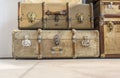 Antique luggage suitcases on the floor