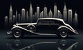 Antique Luxury Car and City Silhouettes Royalty Free Stock Photo