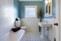 Antique luxury design of blue bathroom Royalty Free Stock Photo
