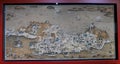 Antique Macau Map Painting Unglazed Gouache Ancient Watercolor Art Landscape Print Ships Coastline Territory