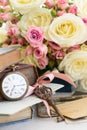 Antique mail and clock Royalty Free Stock Photo