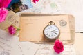 Antique mail and clock Royalty Free Stock Photo