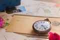 Antique mail and clock Royalty Free Stock Photo