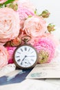 Antique mail and clock Royalty Free Stock Photo