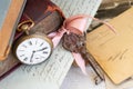 Antique mail and clock Royalty Free Stock Photo