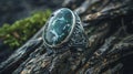 Antique Malachite Ring with Floral Embellishments