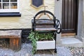 Antique mangle Victorian press with plant Royalty Free Stock Photo