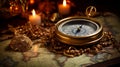 Antique map background with old fashioned compass, inspiring tales of bold exploration Royalty Free Stock Photo
