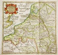 Antique map of Belgium and Netherlands Royalty Free Stock Photo