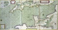 Antique map of the channel betrween England and Franc