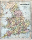 Antique Map of England and Wales Royalty Free Stock Photo