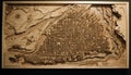 An antique map, engraved in classical style, depicts physical geography generated by AI Royalty Free Stock Photo