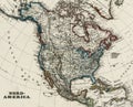 Antique map of North America 1875 Royalty Free Stock Photo