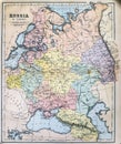 Antique Map of Russia in Europe Royalty Free Stock Photo