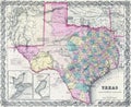 1855 antique map of Texas