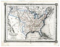 Antique Map of United States in 1846 Royalty Free Stock Photo