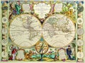 Antique Maps of the World. Double Hemisphere