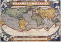 Antique Maps of the World..Map of the World..Abraham Ortelius..c 1570 Royalty Free Stock Photo