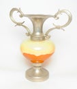 Antique marble and silver vase