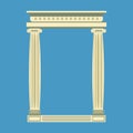 Antique marble temple front with ionic columns,