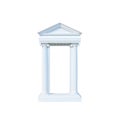 Antique marble temple front with ionic columns isolated on white Royalty Free Stock Photo