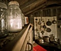 Antique Mason Jar in an Old Cabin