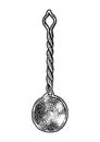 Antique measuring spoon illustration, drawing, engraving, line art