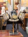 Antique Medieval Asian Helmet Kabuto: Japanese Theme Royalty Free Stock Photo