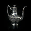 Antique metal teapot. silver tea service. Royalty Free Stock Photo