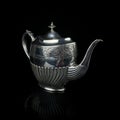 Antique metal teapot. silver tea service. Royalty Free Stock Photo