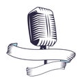 Antique microphone drawn tattoo icon