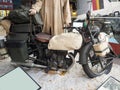 Antique miitary motorcycle World War II in Royal Museum of the A Royalty Free Stock Photo