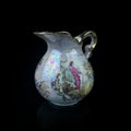 Antique milk jug with Venetian style painting. retro vessel for milk.