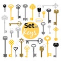 Antique and modern keys Royalty Free Stock Photo