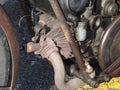 Antique motorcycle engine close up detail background Royalty Free Stock Photo
