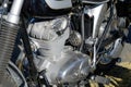 Antique motorcycle engine close up detail background Royalty Free Stock Photo