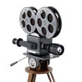 Antique movie camera isolated on white background. 3D illustration Royalty Free Stock Photo