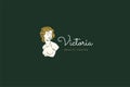 Antique naked woman bust naked breast body elegant beauty skin body care golden logo vector