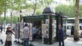 Antique newstand on Champs Elysees avenue in paris Royalty Free Stock Photo