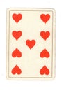 An antique nine of hearts playing card.