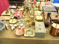 Antique objects for sale in a flea market