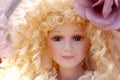 Antique old blond porcelain doll face protrait Royalty Free Stock Photo